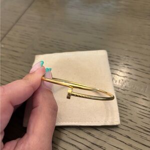 Gold Nail Bangle Bracelet